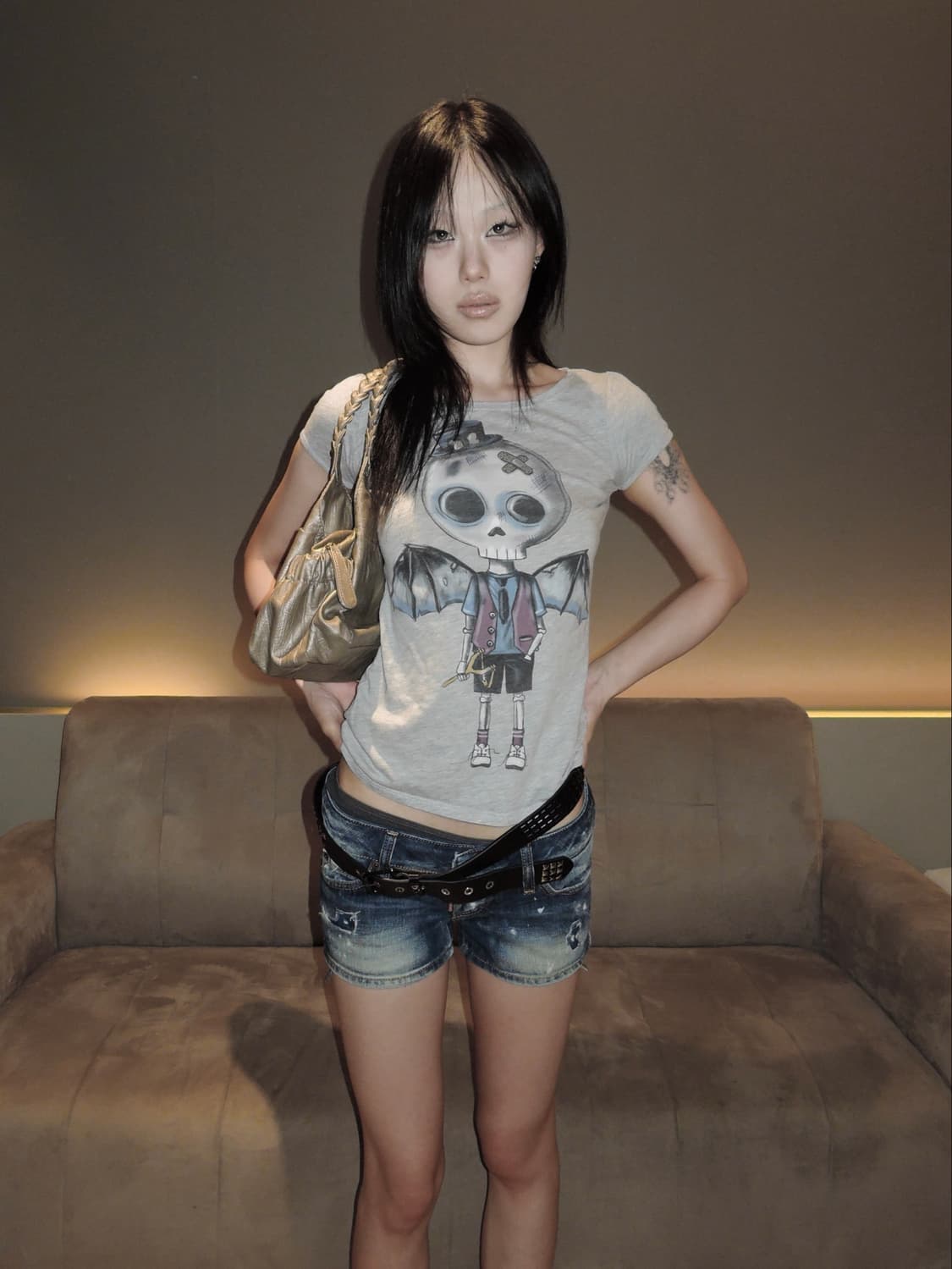 Skull Graphic Punk Top 상품이미지1