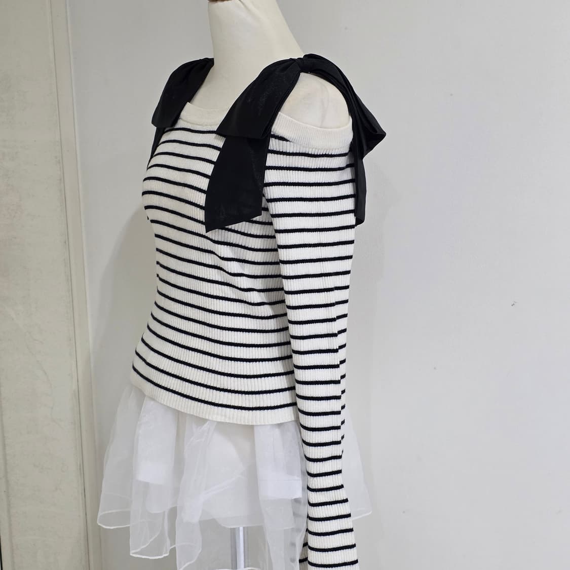 일본빈티지 ingni 양지뢰 리본 오프숄더 긴팔티셔츠 상품이미지4