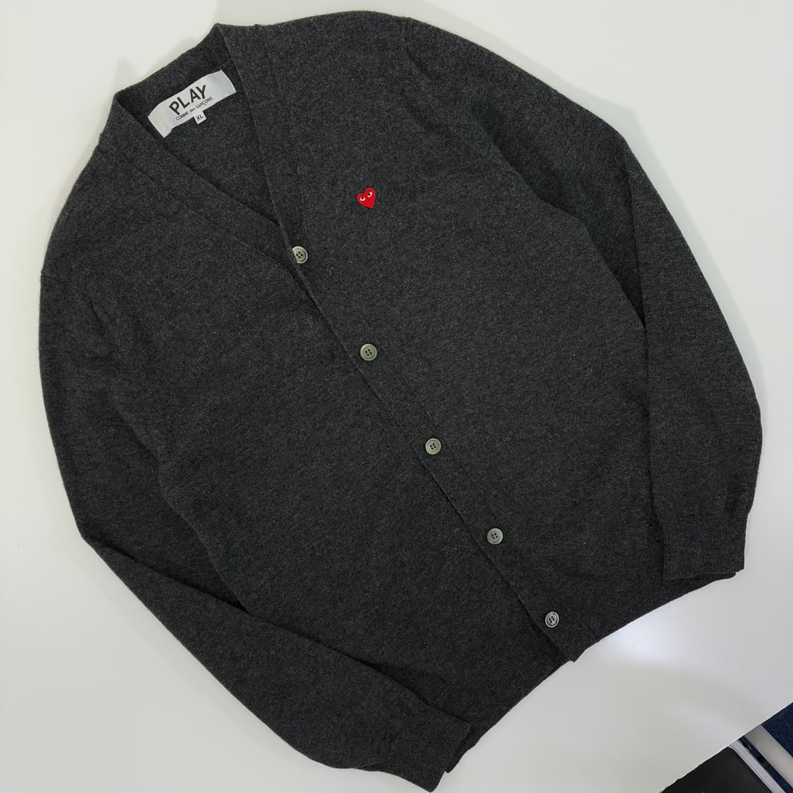 Comme des Garçons  꼼데가르송 미니하트 자수 차콜 울 가디 상품이미지2