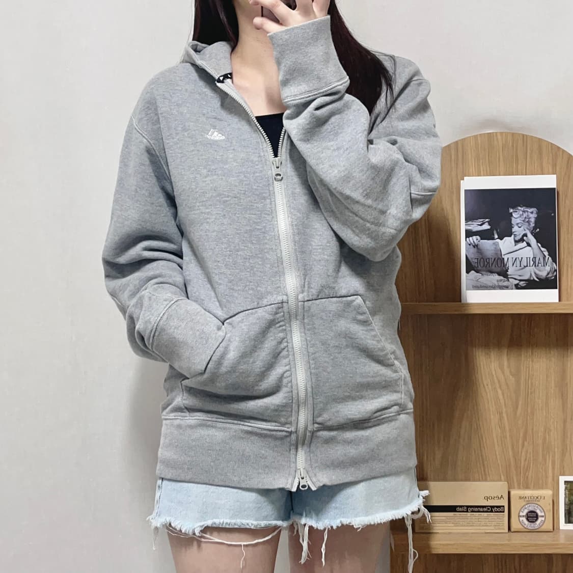 [정품] 아디다스 그레이 미니자수로고 투웨이 후집 [ M ] 상품이미지2