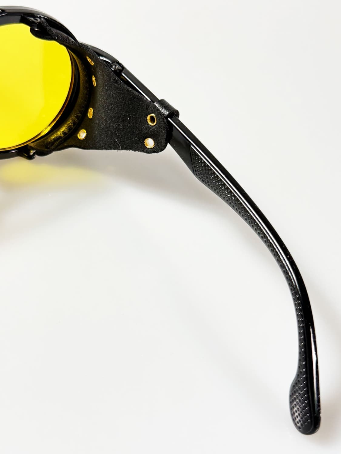 90s 블랙 더블 브릿지 레더 쉴드 라운드 고글 빈티지 틴트 선글라스 상품이미지6