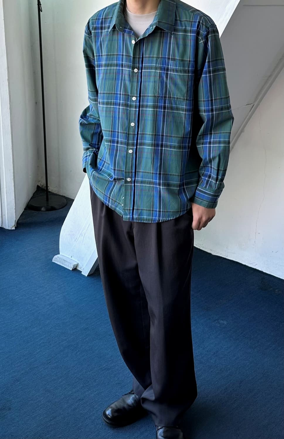 High count cotton check L/S shirt 상품이미지8