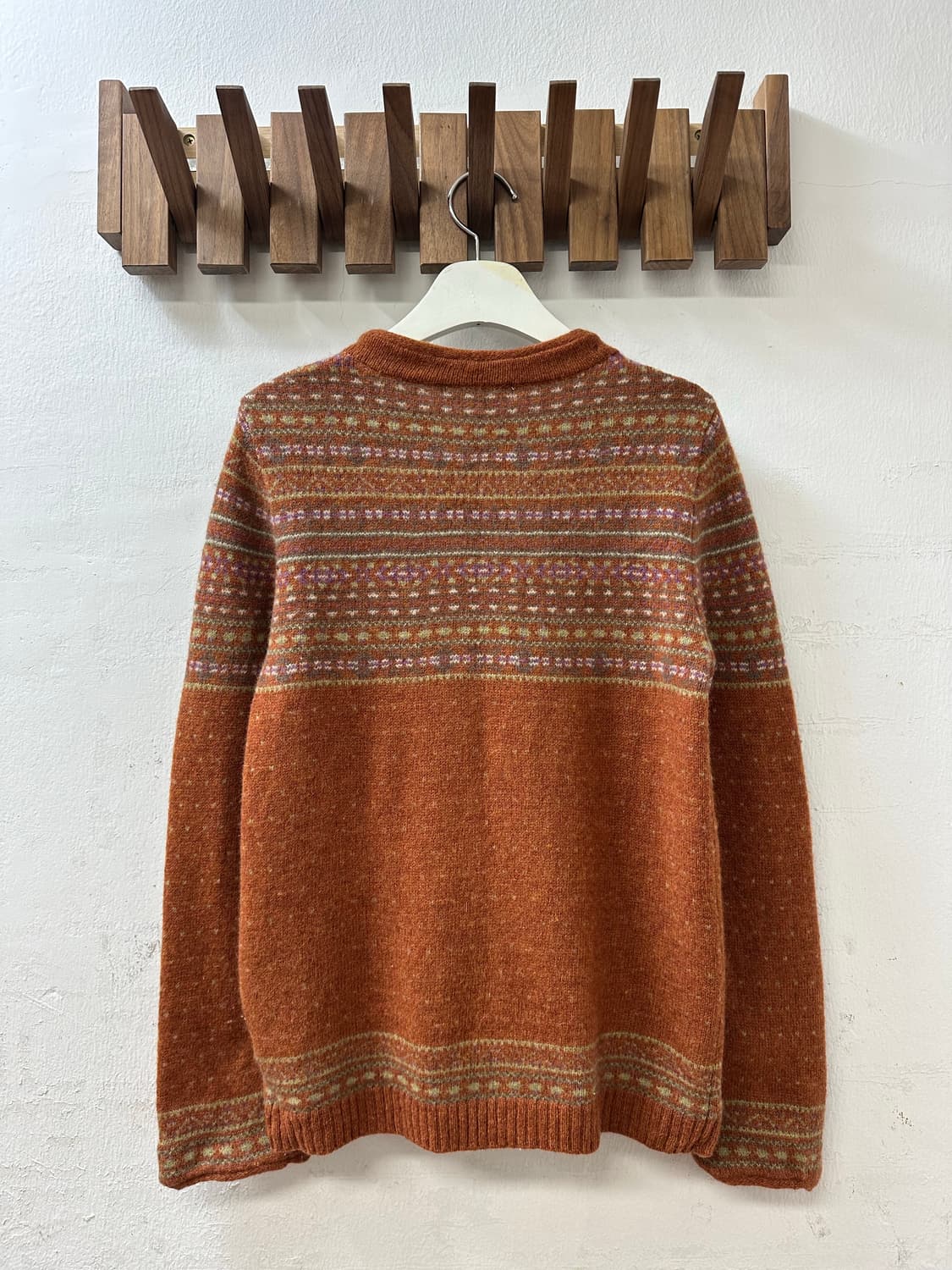 일본빈티지 Golden Bear 울 100% 패턴 빵버튼 니트 가디건 상품이미지3