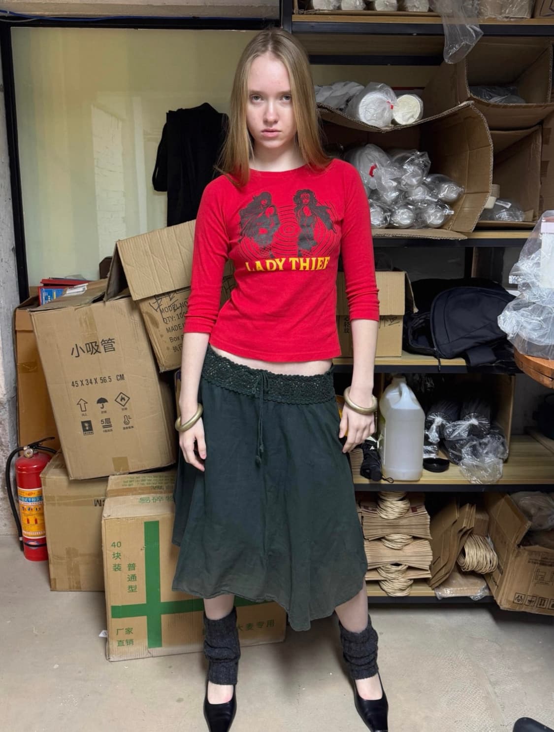 Red lady top sleeve 상품이미지2