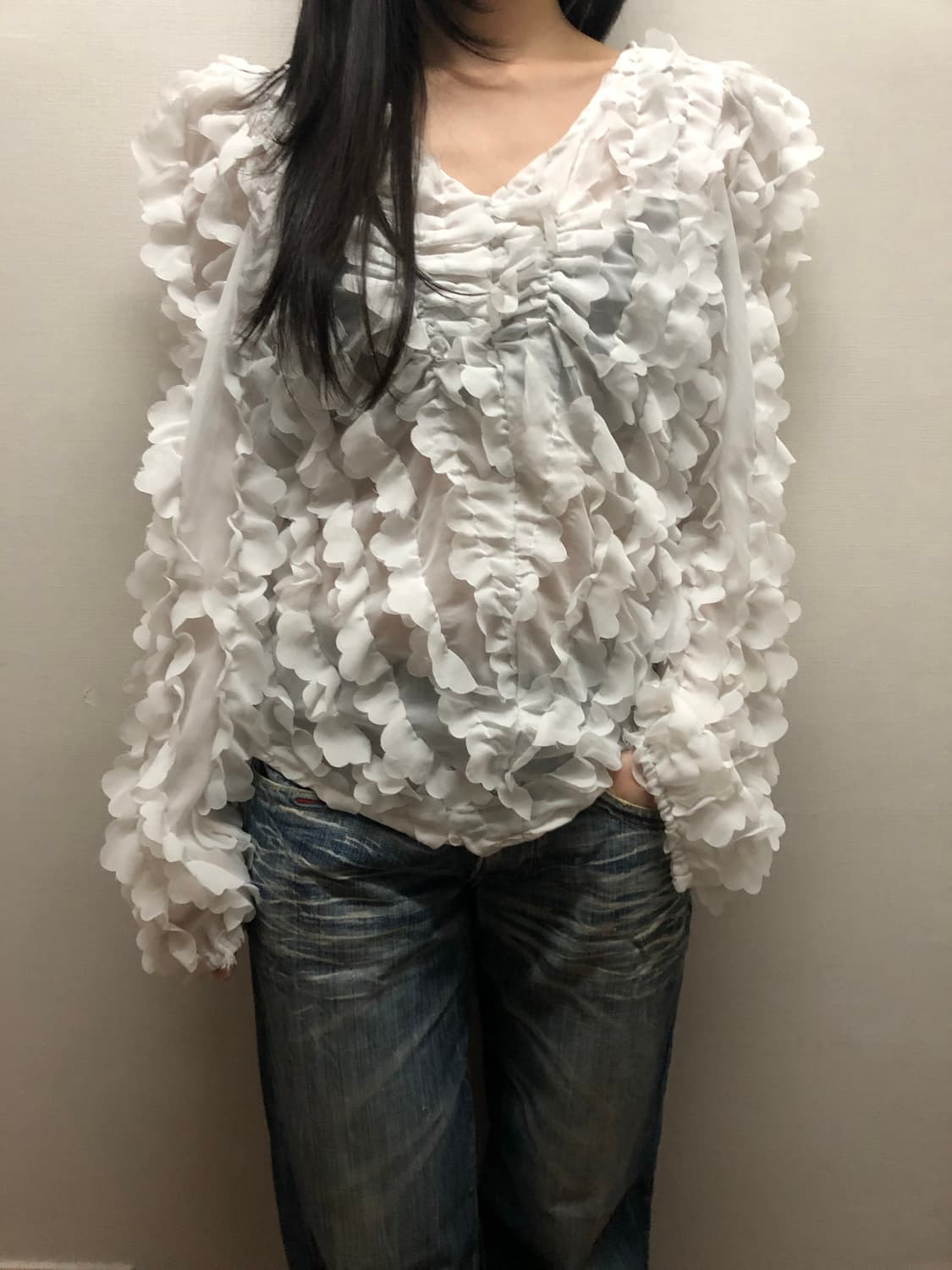 빈티지 화이트 프릴 블라우스 상품이미지2