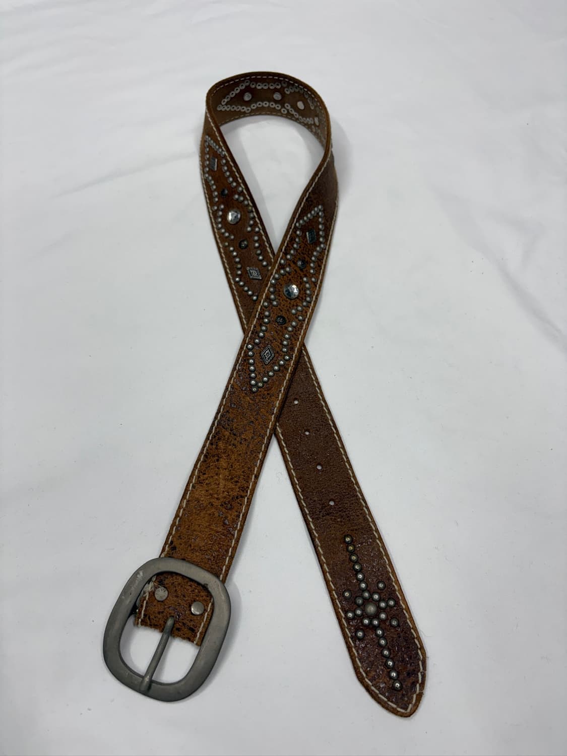 빈티지 스터드 웨스턴 브라운 벨트 상품이미지3