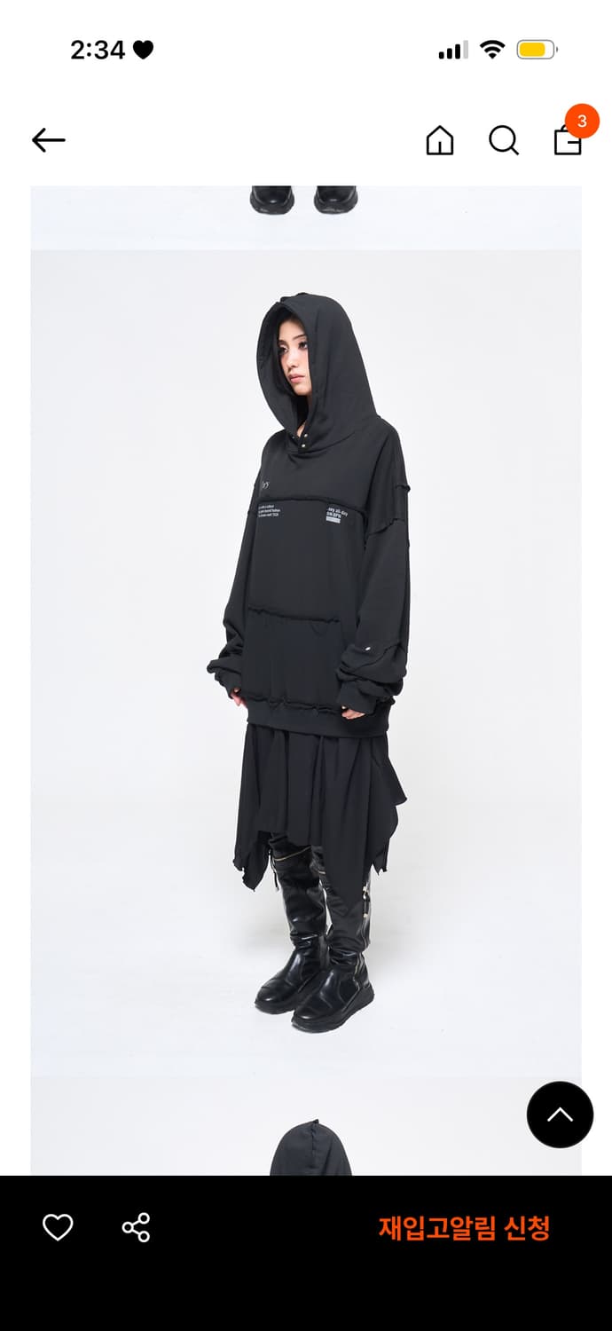 YEEL 와이이이엘 로고 레이어드 후디 블랙 상품이미지2