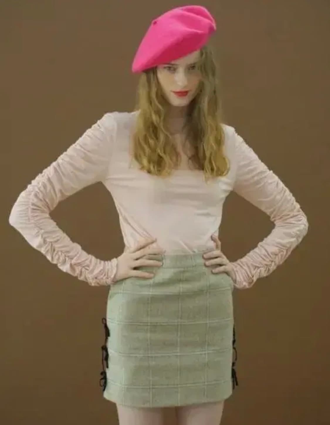 lmml studio 울체크셋업 그린 상품이미지2