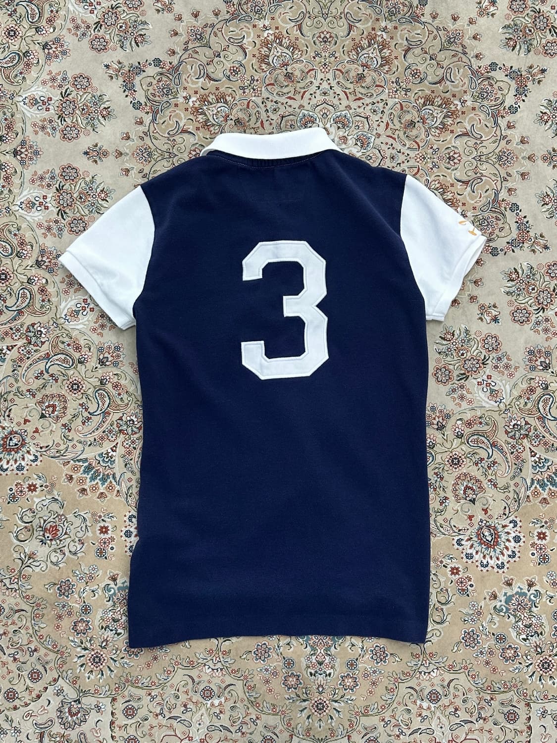 랄프로렌 스포츠 화이트/네이비 배색 빅포니 카라티  상품이미지2