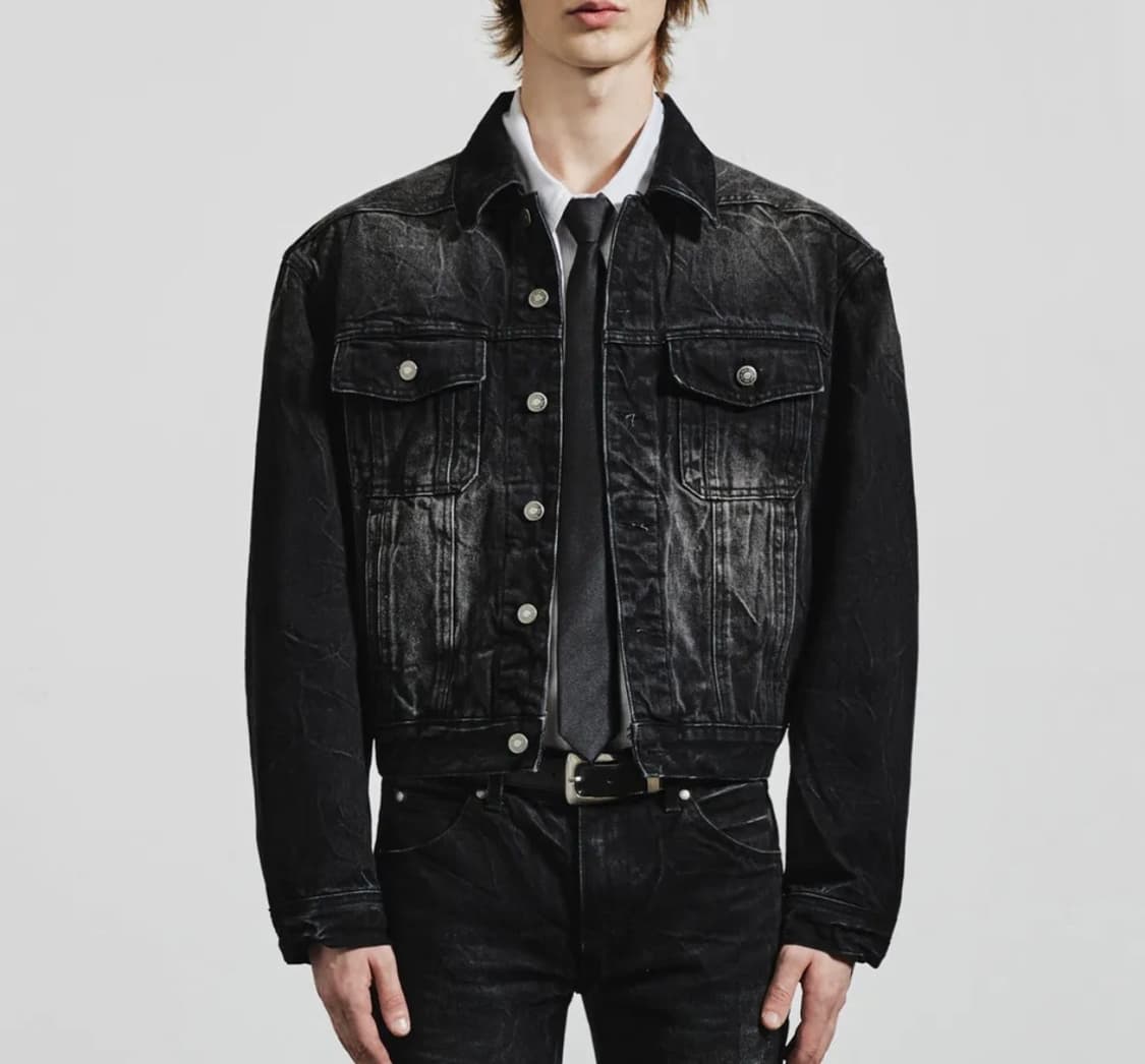 엘무드 모노 데님 크랙 자켓 상품이미지1