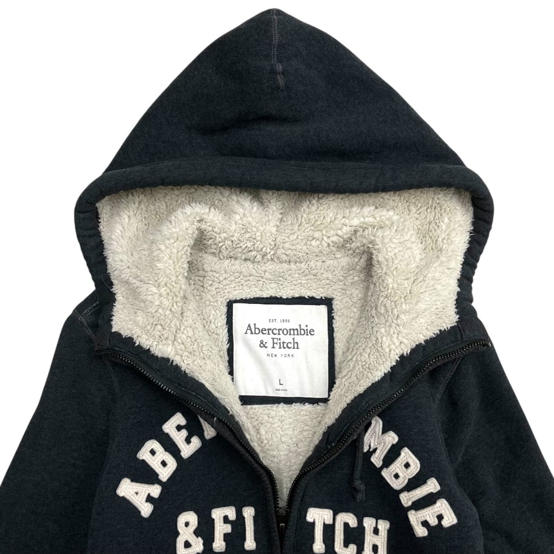 아베크롬비 센터로고 차콜 양털 후드집업 L 상품이미지5