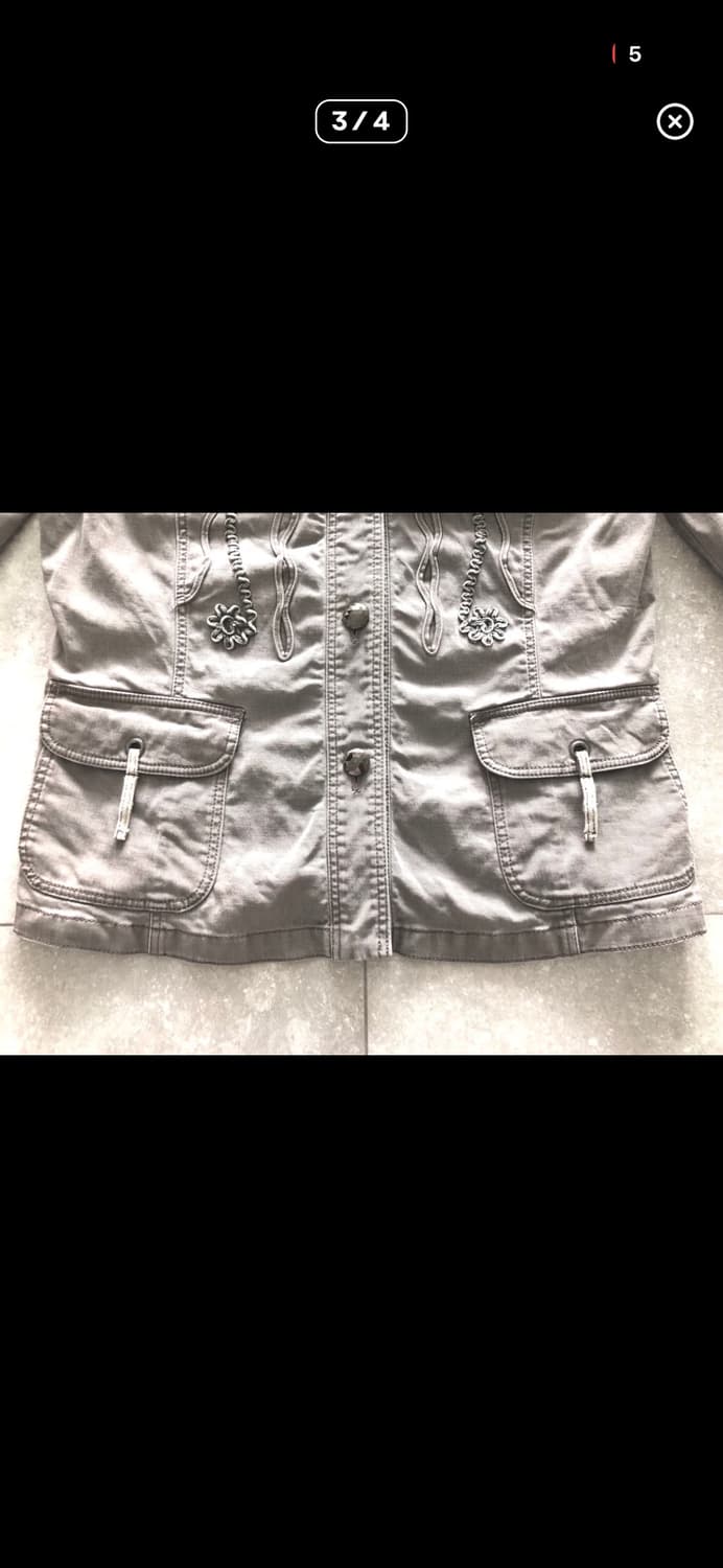 오리엔탈 패턴 코듀 장식 그레이 자켓 상품이미지3