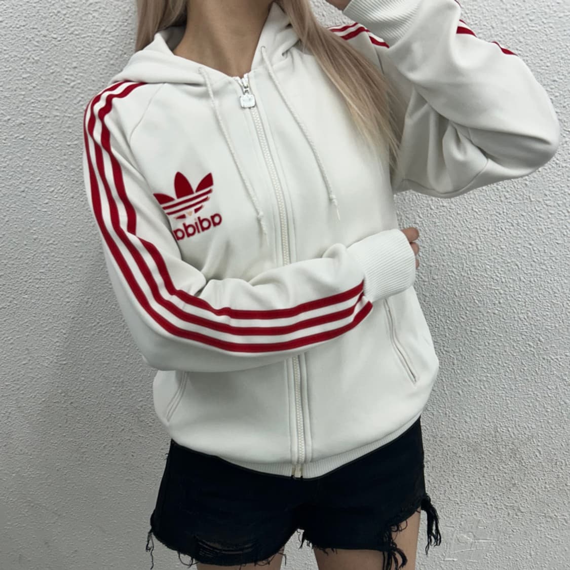 아디다스 레드라인 화이트 플락 후드집업 95 상품이미지1