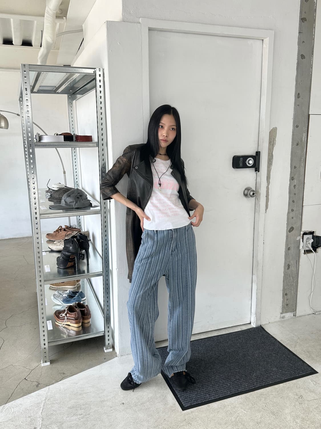 빈티지 스트라이프 와이드 데님 팬츠 상품이미지3