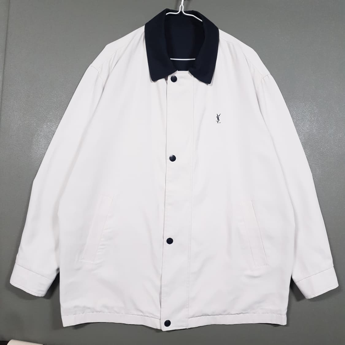 실측 XL) YSL 입생로랑 리버서블 양면 포켓 사파리 자켓 화이트 블랙 상품이미지1