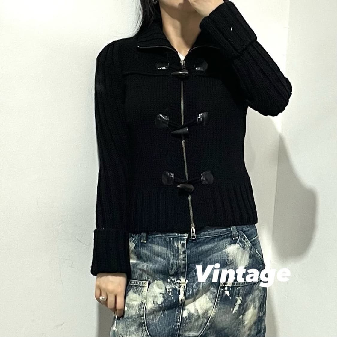 니트 크롭 더플 자켓 상품이미지1