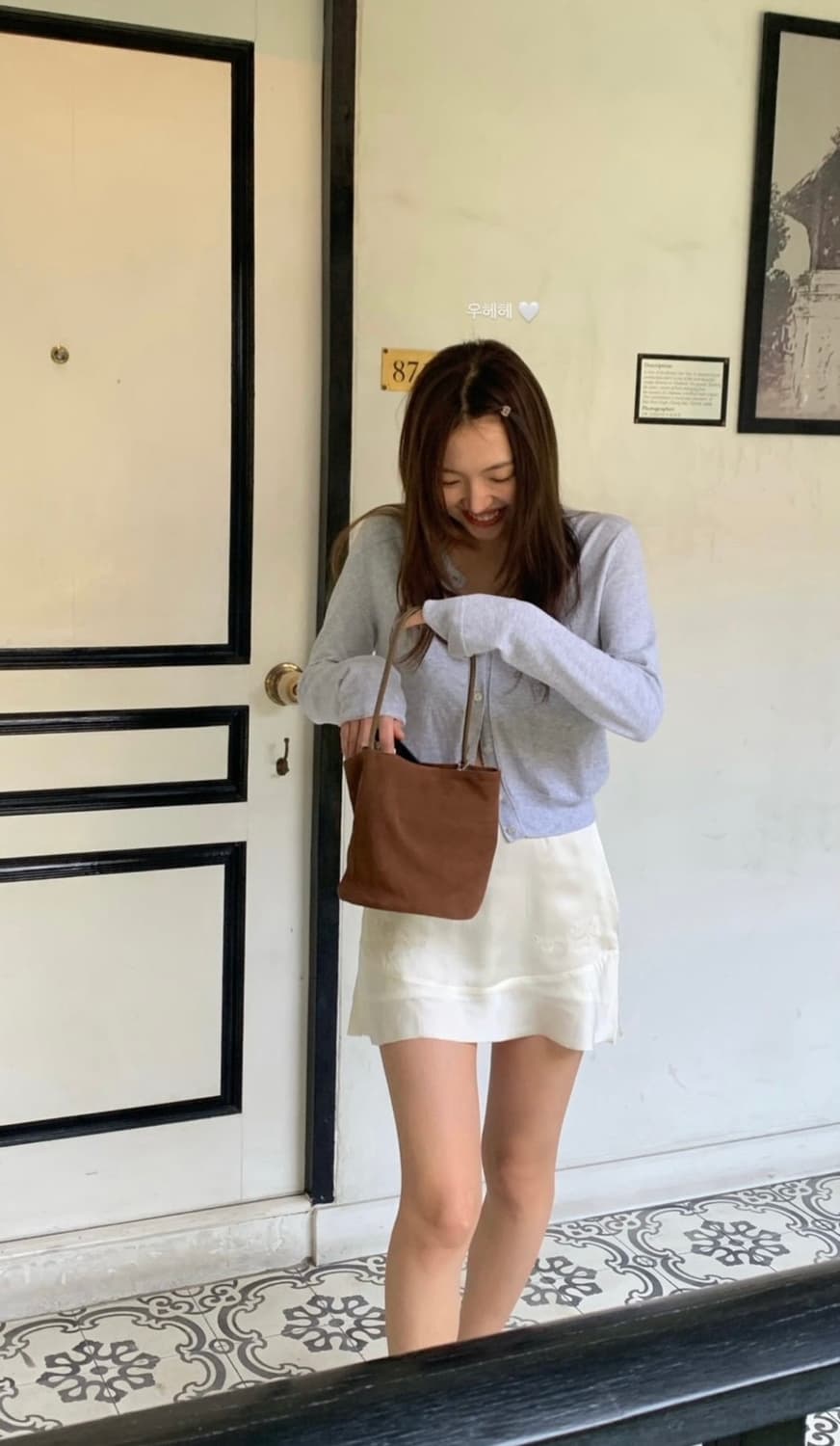 (택달린새상품) tannat 타낫 베이직 라운드 그레이 가디건 그레이 상품이미지3