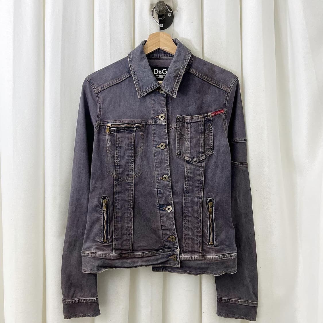 돌체앤가바나 흑청 멀티지퍼 트러커 자켓 상품이미지1