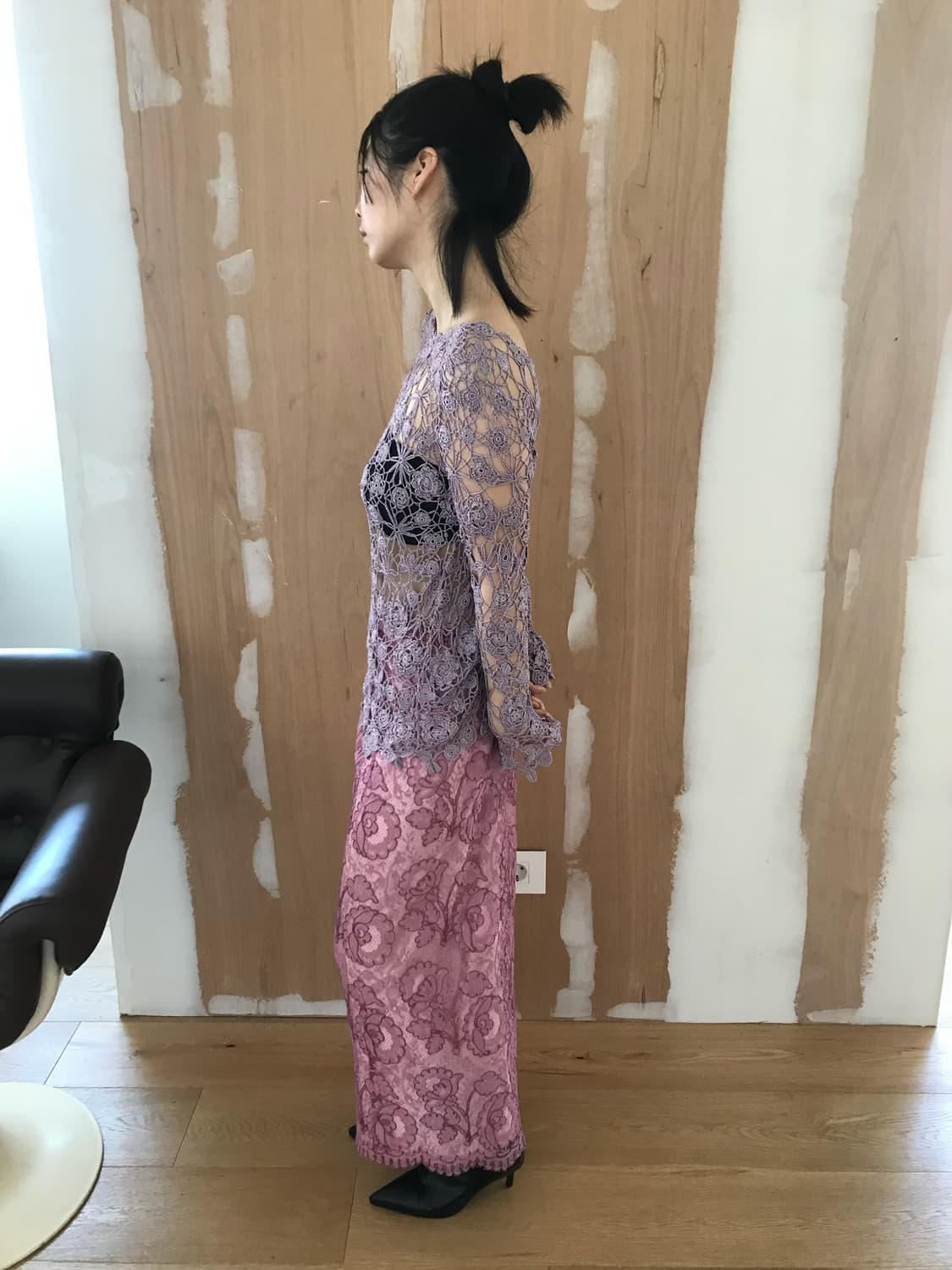 vintage pink lace skirt 상품이미지5