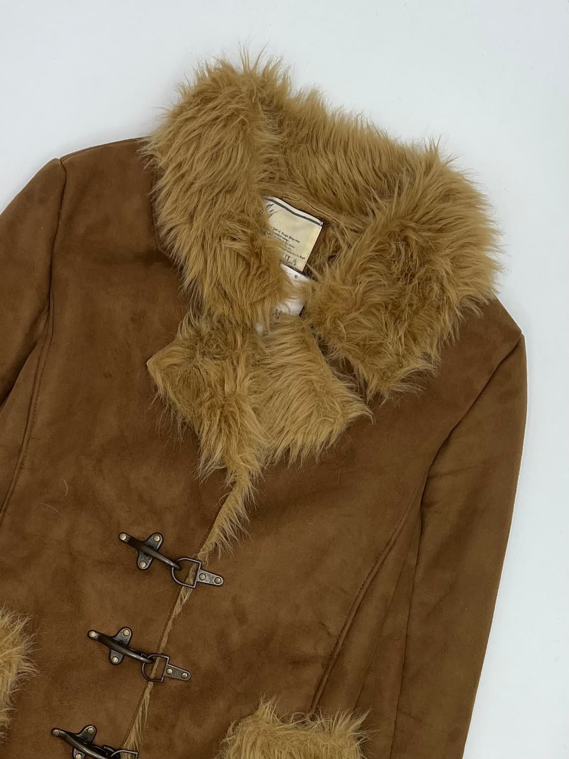 빈티지 카멜 롱 퍼 자켓 상품이미지2