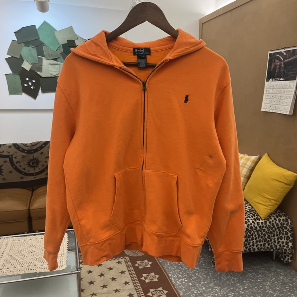 폴로 랄프로렌 레트로 Y2K 오렌지 기모 후드집업 L C09796 상품이미지3