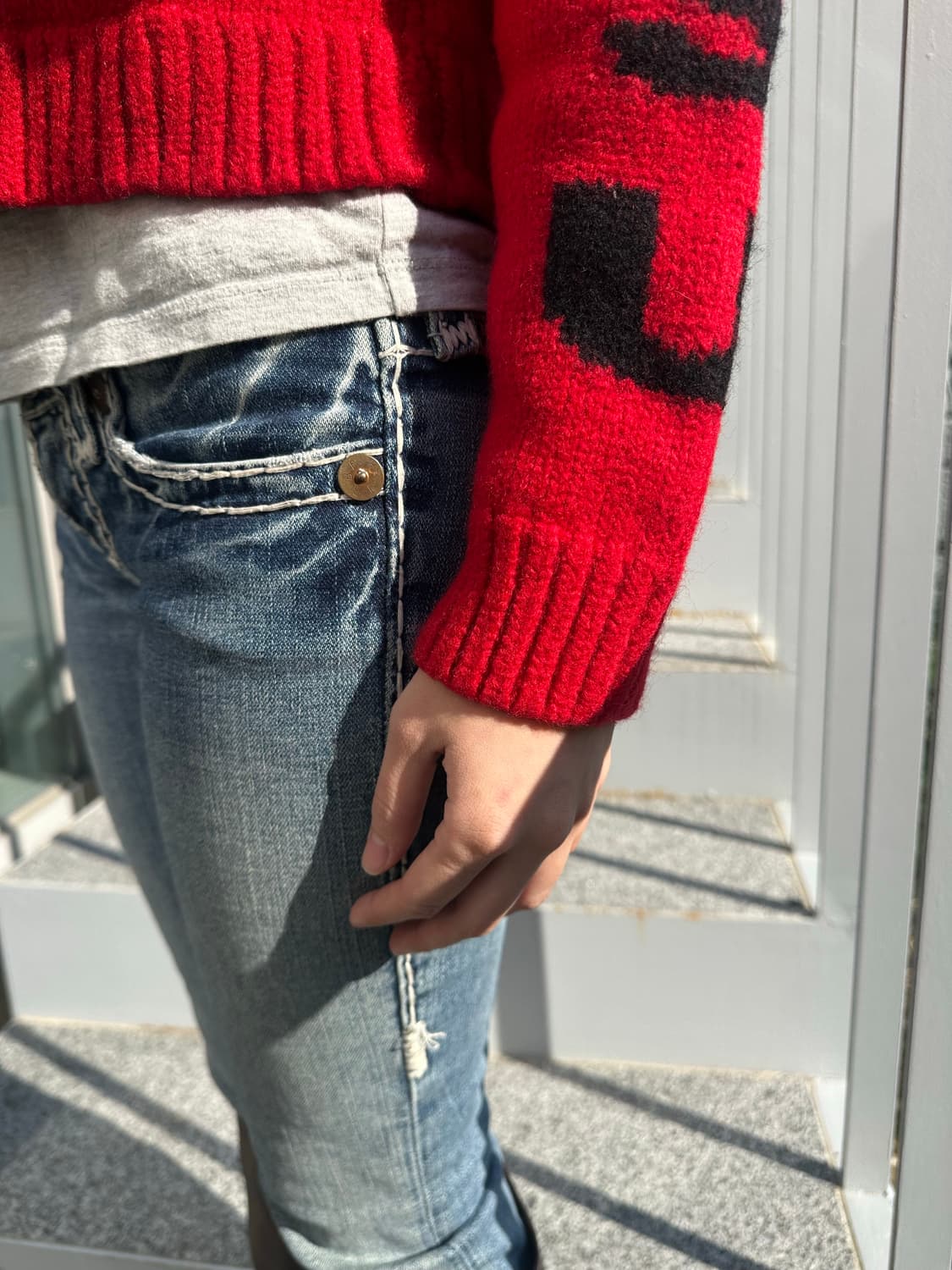 Evisu logo embroidery knit hood zip-up 상품이미지8