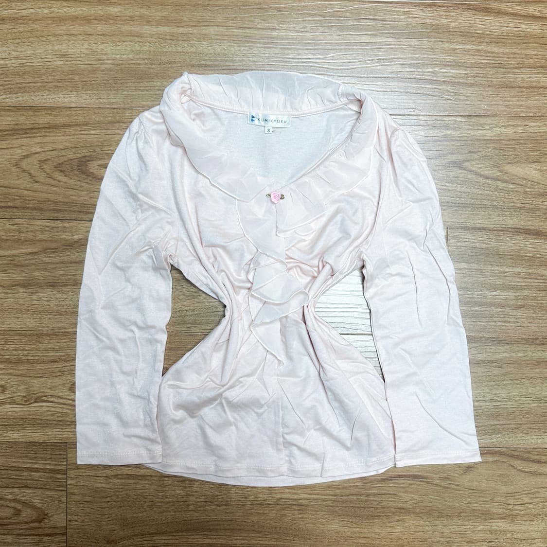 빈티지 딸기우유 핑크 러플 레이스 티셔츠 히메갸루 로걀 라떼 발레코어 상품이미지1