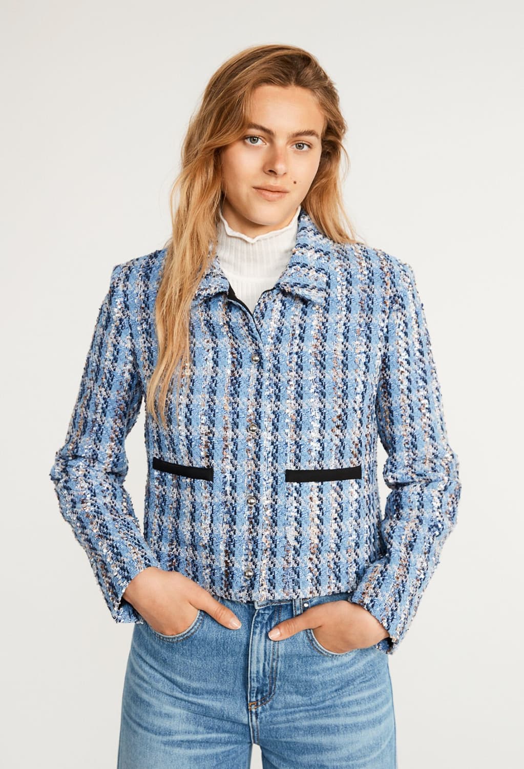 끌로디피에로 실버버튼 트위드 자켓 상품이미지1