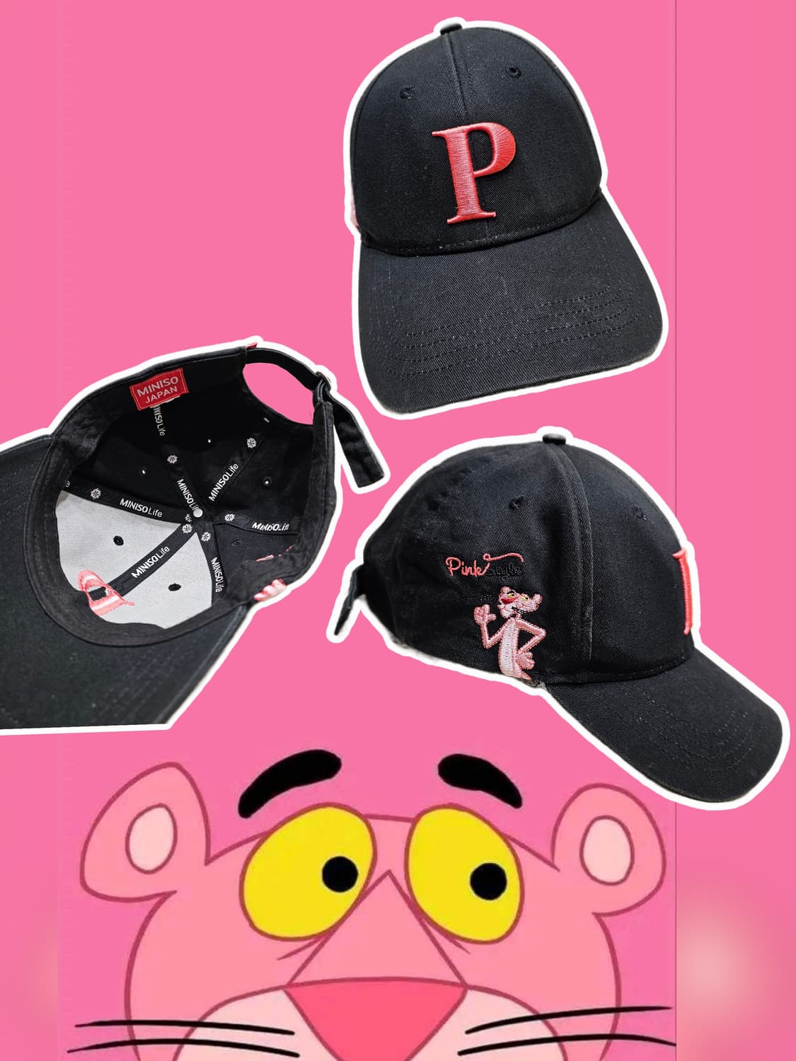Japan 블랙 핑크팬더 자수 볼캡 상품이미지2