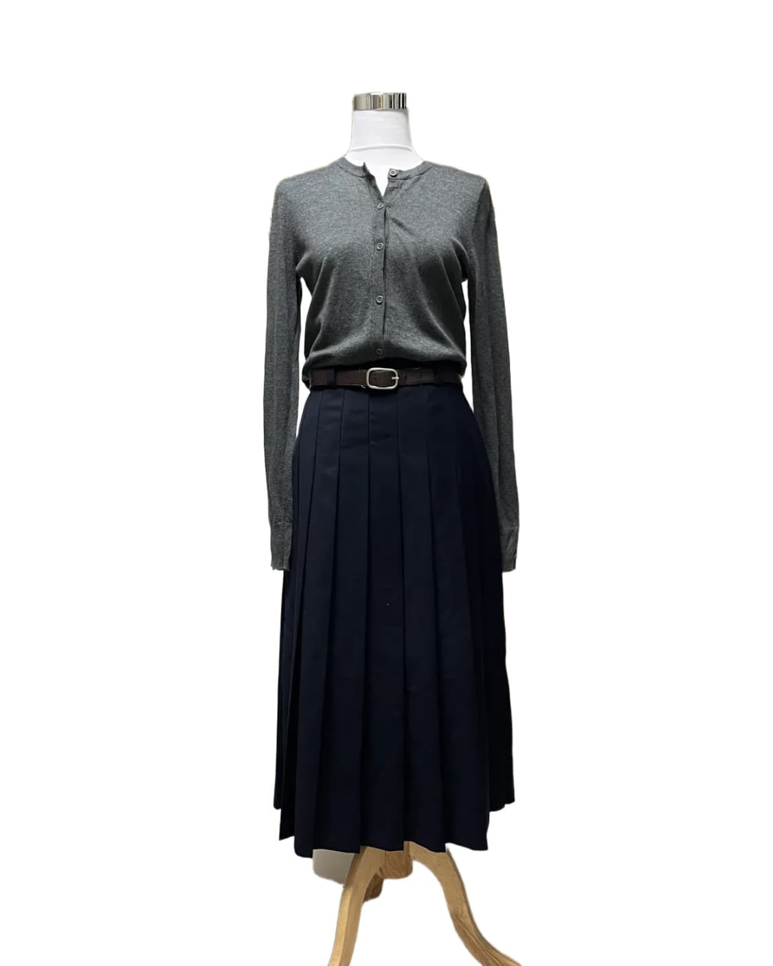 Navy pleats skirt 상품이미지4