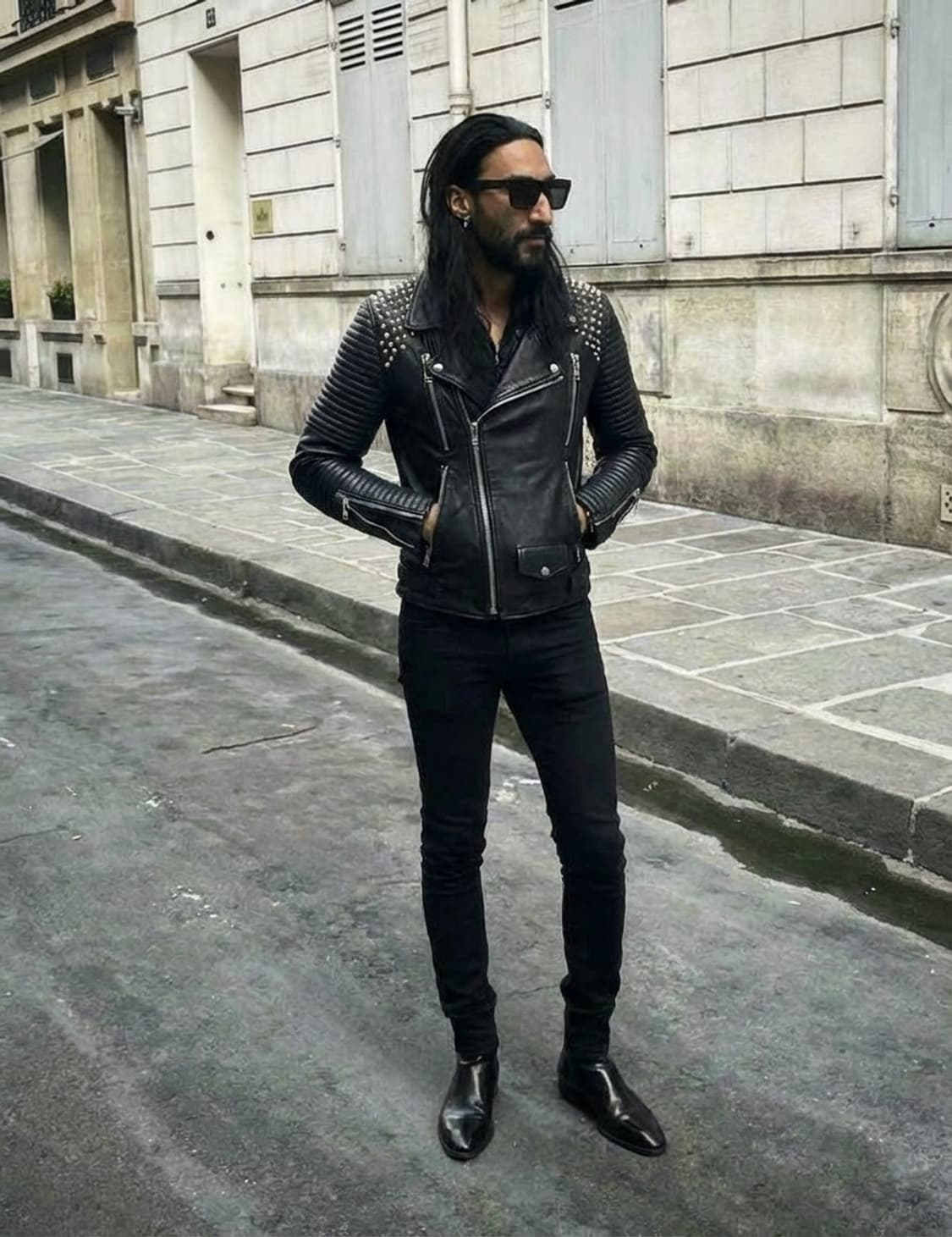 체사레파치오티 검장식 스터드 카프스킨  더블카라 바이커자켓 상품이미지1