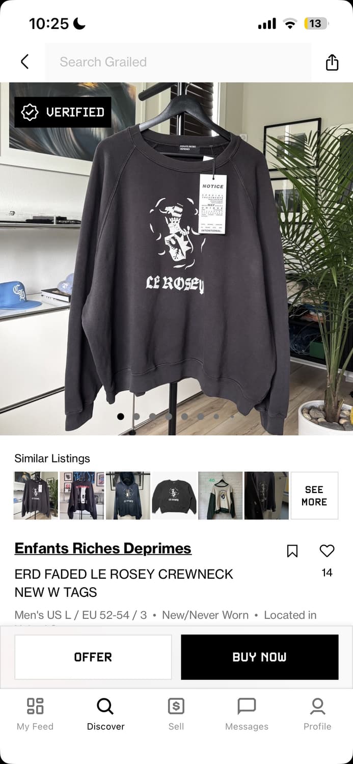 앙팡 뤼시 데프리메 르 로제이 래글런 스웨트셔츠 페이디드 블랙 상품이미지7