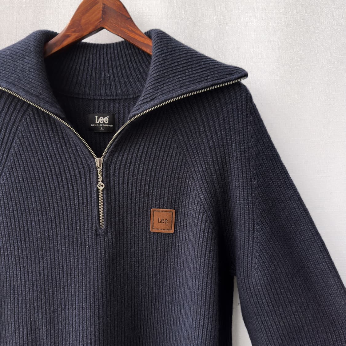 Lee 리 울혼방 하프집업 니트 네이비 L 상품이미지2