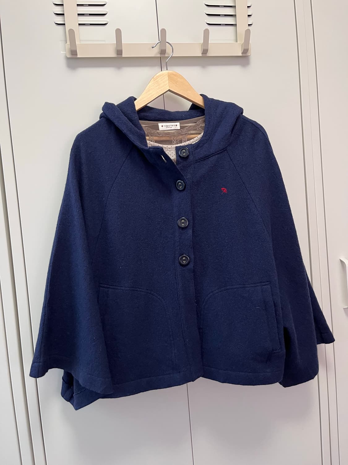 아놀드파마 울 단추 후드 케이프 코트 상품이미지2