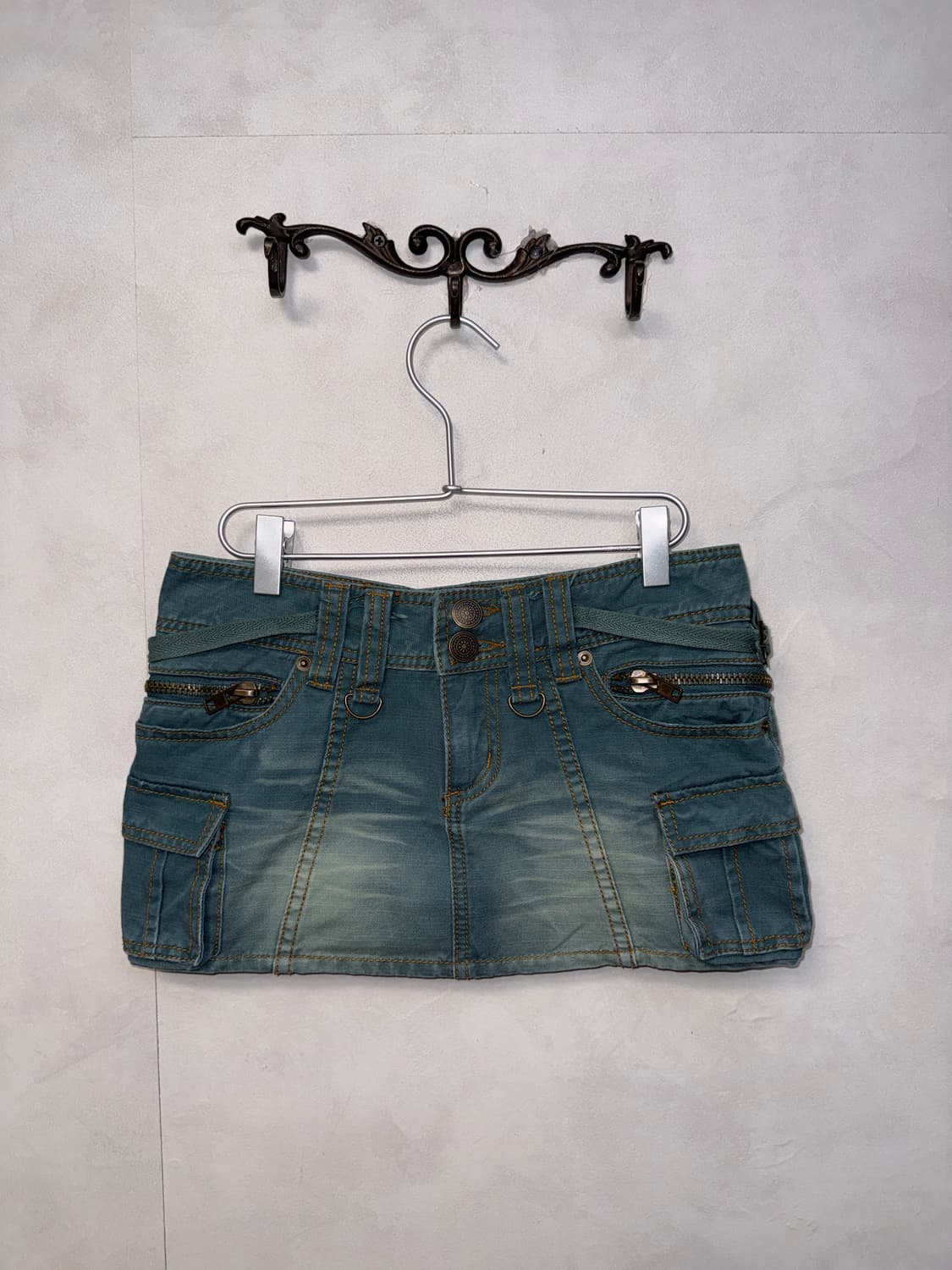 Washing bluegreen buckle pocket cargo sk 상품이미지1