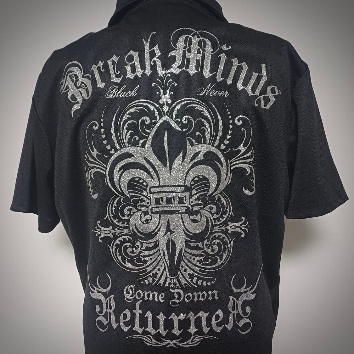 defective struct 고스펑크 글리터 프린팅 반팔 집업 상품이미지4