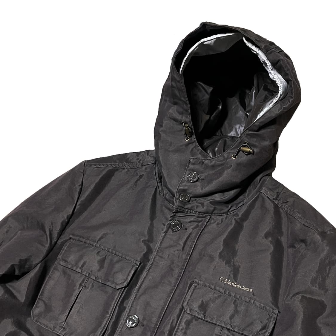 카키스 캘빈클라인진스 롱 후드 코트 점퍼 상품이미지5