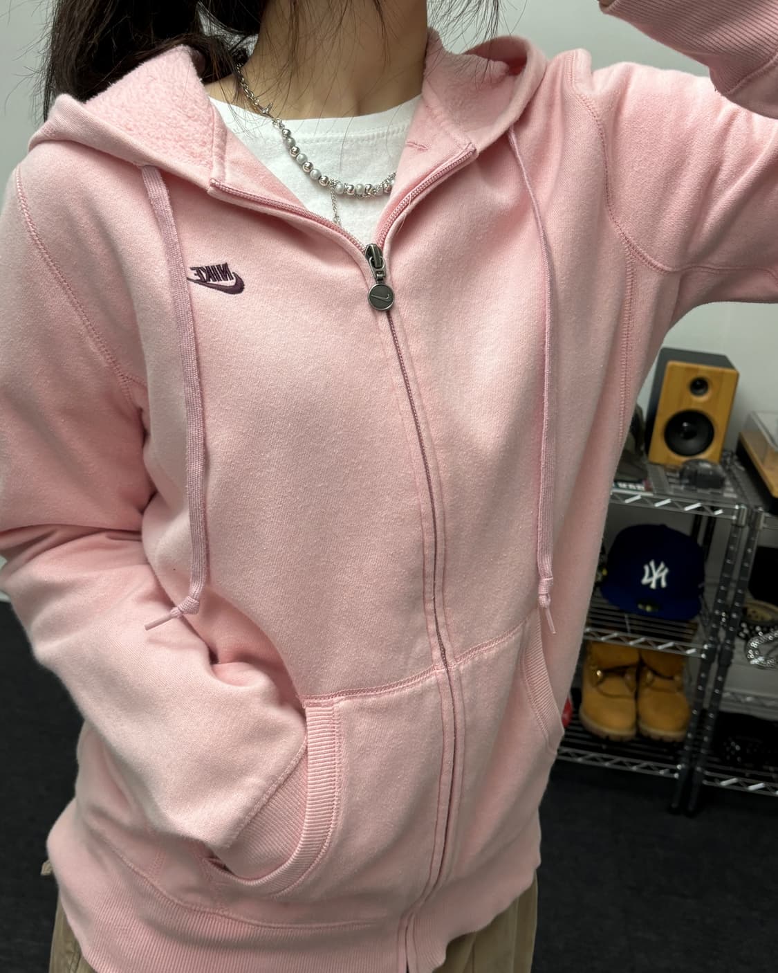 나이키 00s 베이비 핑크 후드집업 상품이미지2