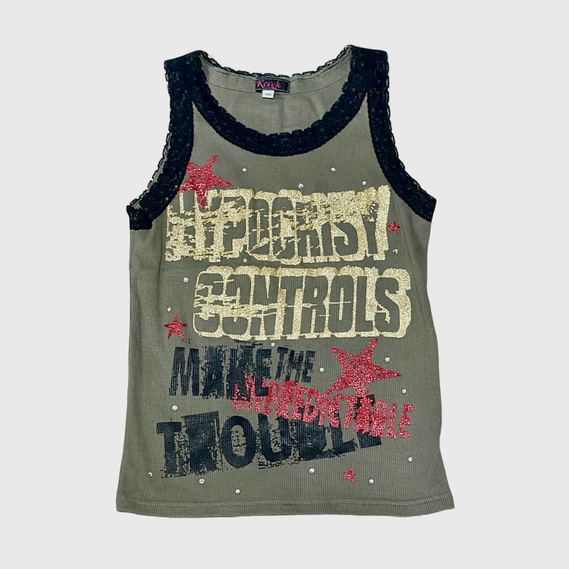 펑크 카키 레이스 슬리브리스 상품이미지1