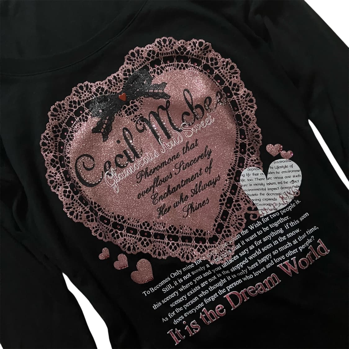 갸루 세실맥비 글리터 하트 큐빅 7부 티셔츠 핀터깔 일브 상품이미지2