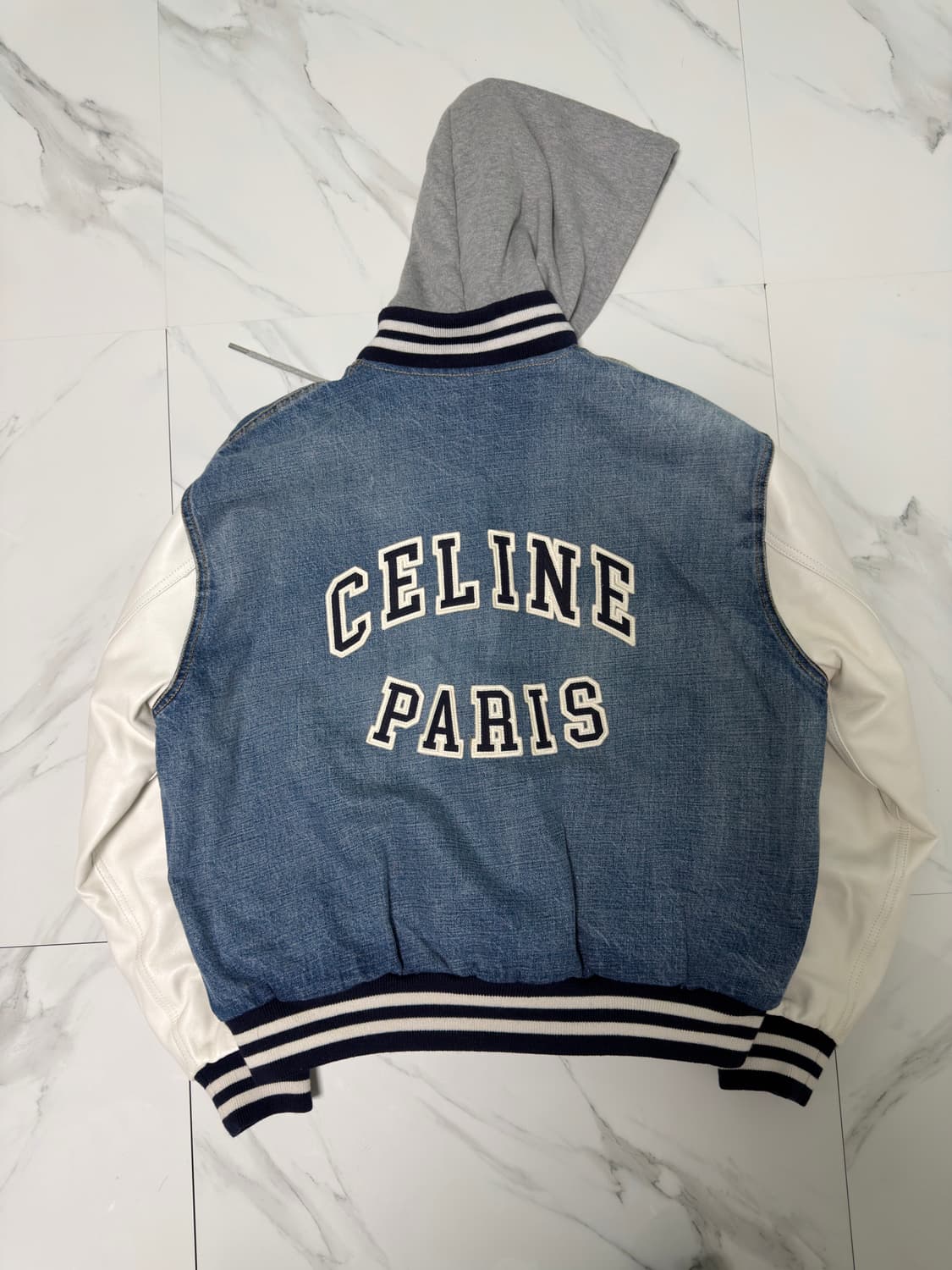 셀린느 C로고 데님 테디 후드 바시티 자켓 M 상품이미지2