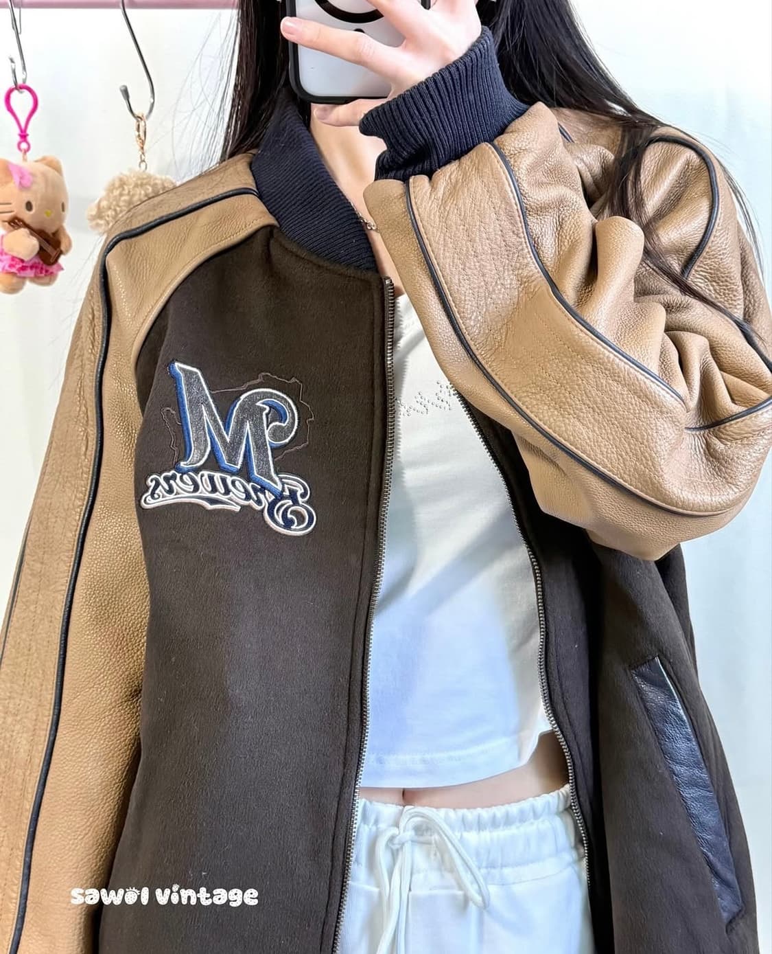 MLB 초코브라운 가죽 바시티 상품이미지1