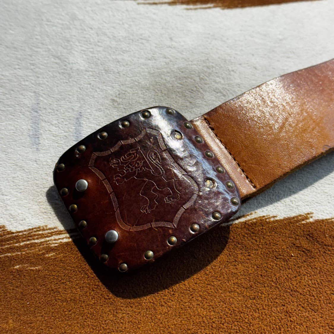 소가죽 스터드 웨스턴 벨트 브라운 (OS) 카우하이드 상품이미지2
