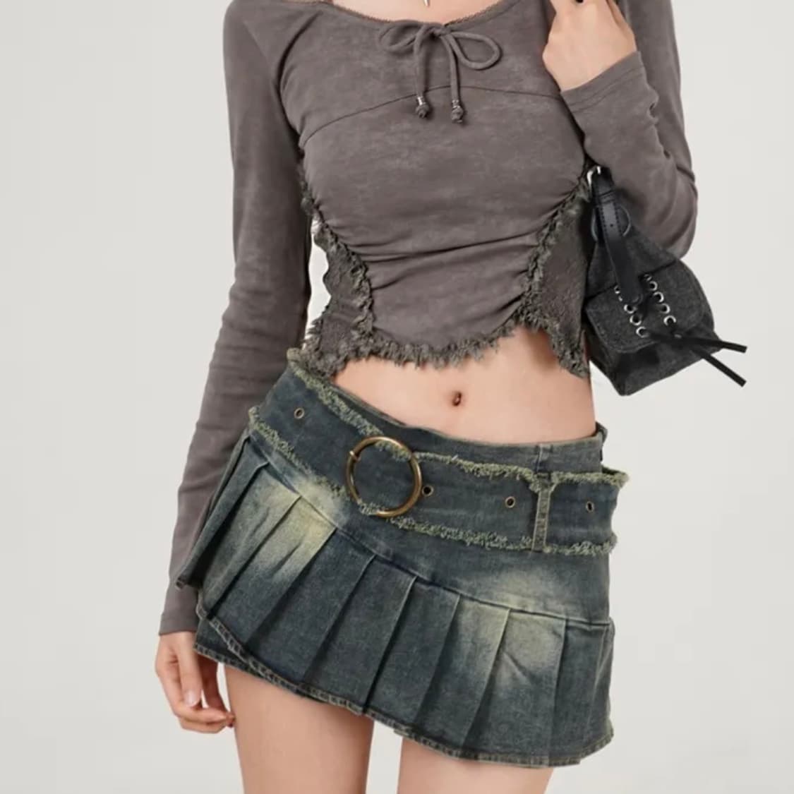 오링버클 빈티지 데님 미니스커트 청치마  상품이미지3