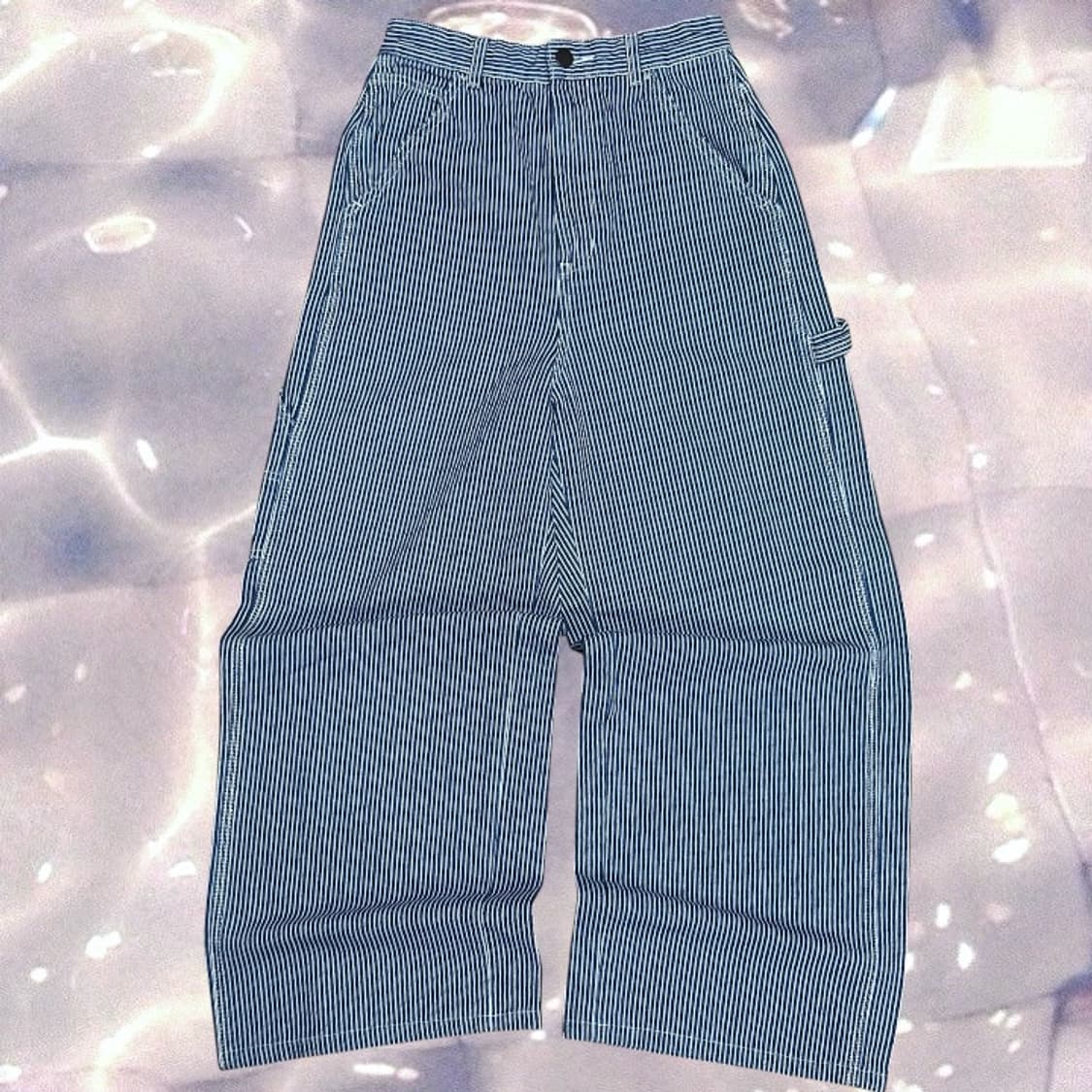 GU 히코리 스트라이프 블루 카펜터 와이드 팬츠  상품이미지4