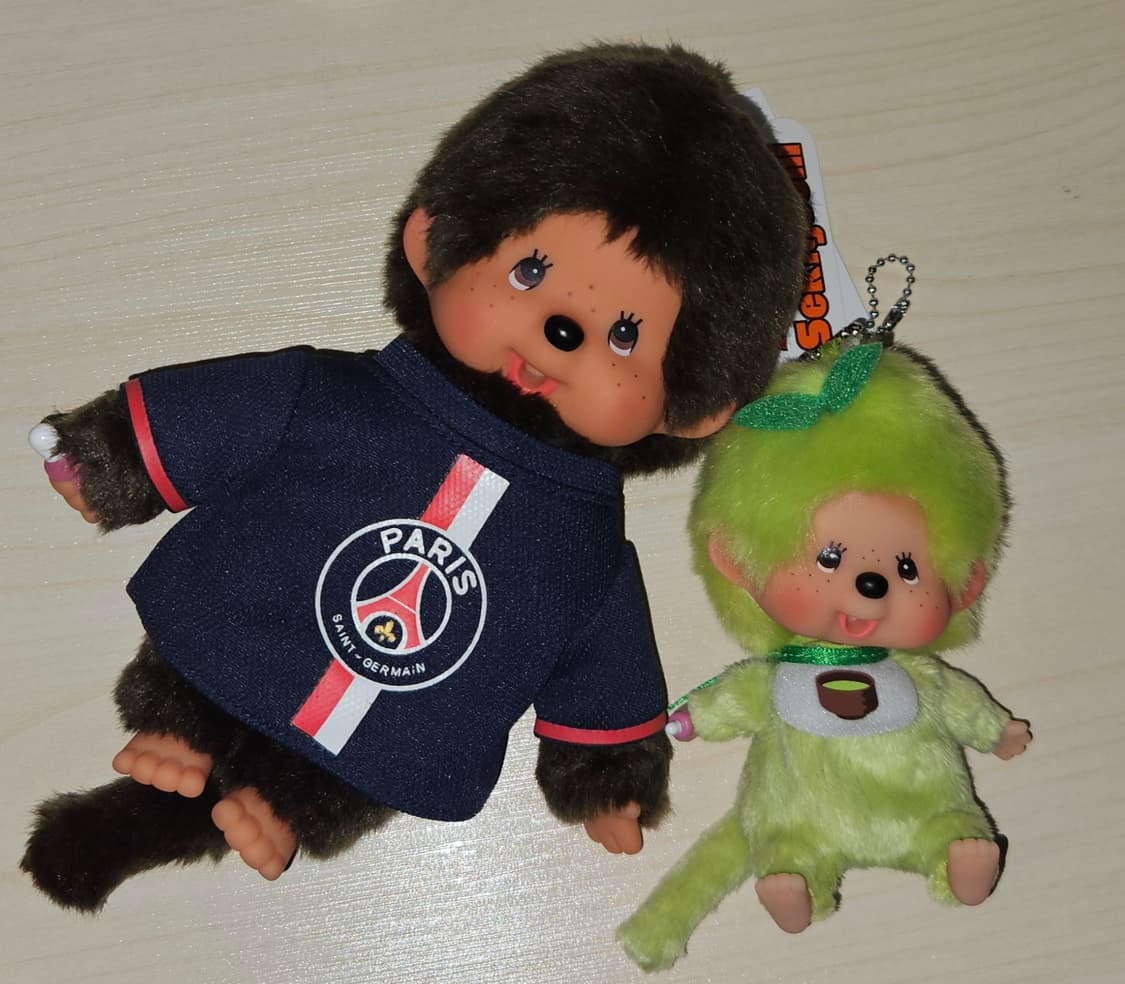 몬치치 인형 키링 2개 일괄(파리 몬치치+녹차 몬치치) 상품이미지1