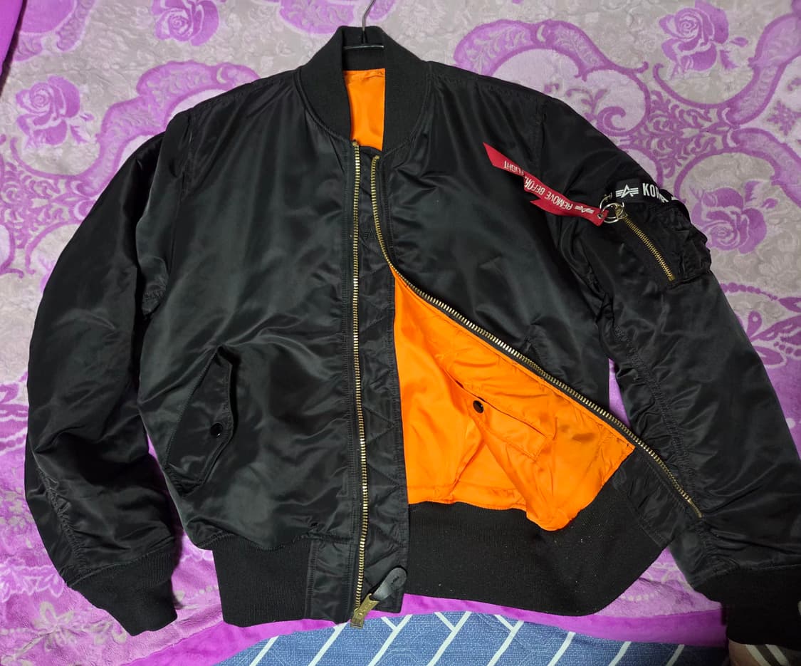 가슴85-95)알파인더스트리 MA-1 블랙 봄버자켓 상품이미지5