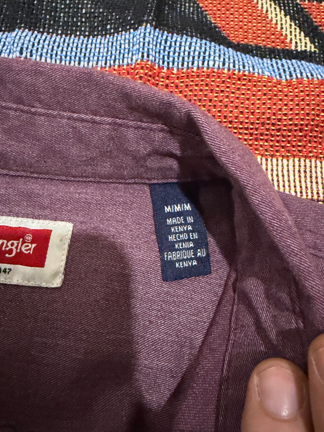 100) 랭글러 워크셔츠 버건디 상품이미지4