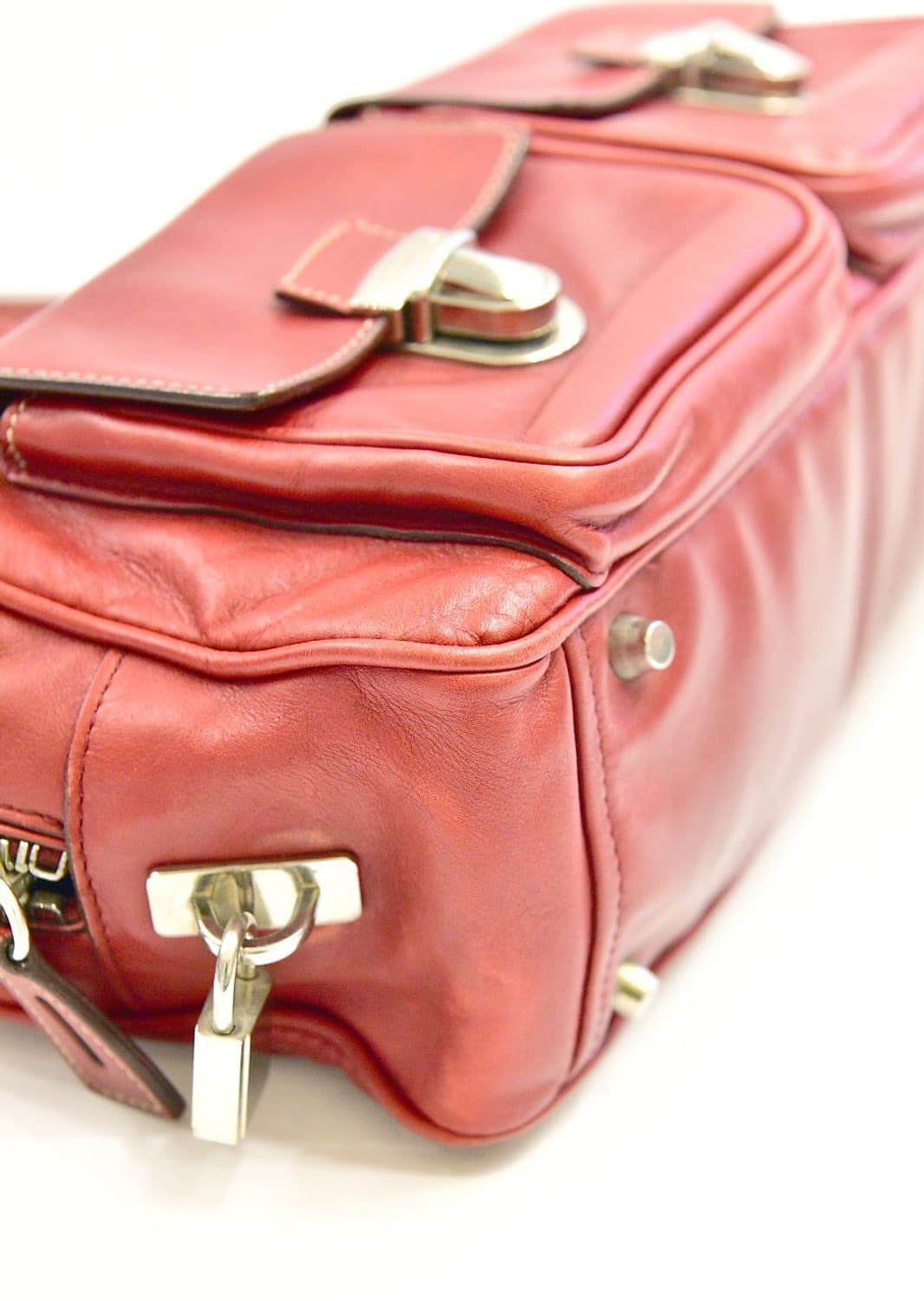 프라다 레드 레더 보스턴 숄더백 (정품) 상품이미지6