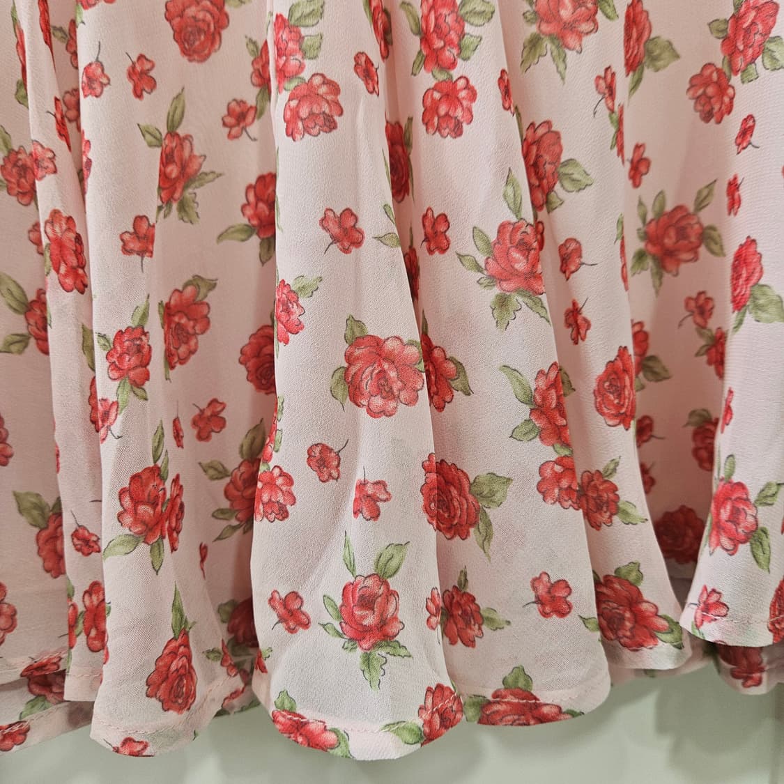 플라워 핑크 쉬폰 플레어 스커트 상품이미지5